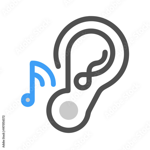 Ear with Music Note Icon Representing Active Listening and Audio Perception