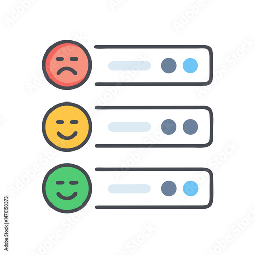 Emoji Feedback Bar Icon – Sentiment and Reaction Gauge Symbol Vector