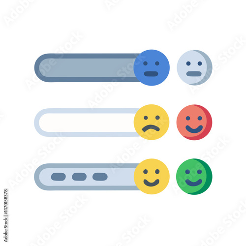 Emoji Feedback Bar Icon – Sentiment and Reaction Gauge Symbol Vector