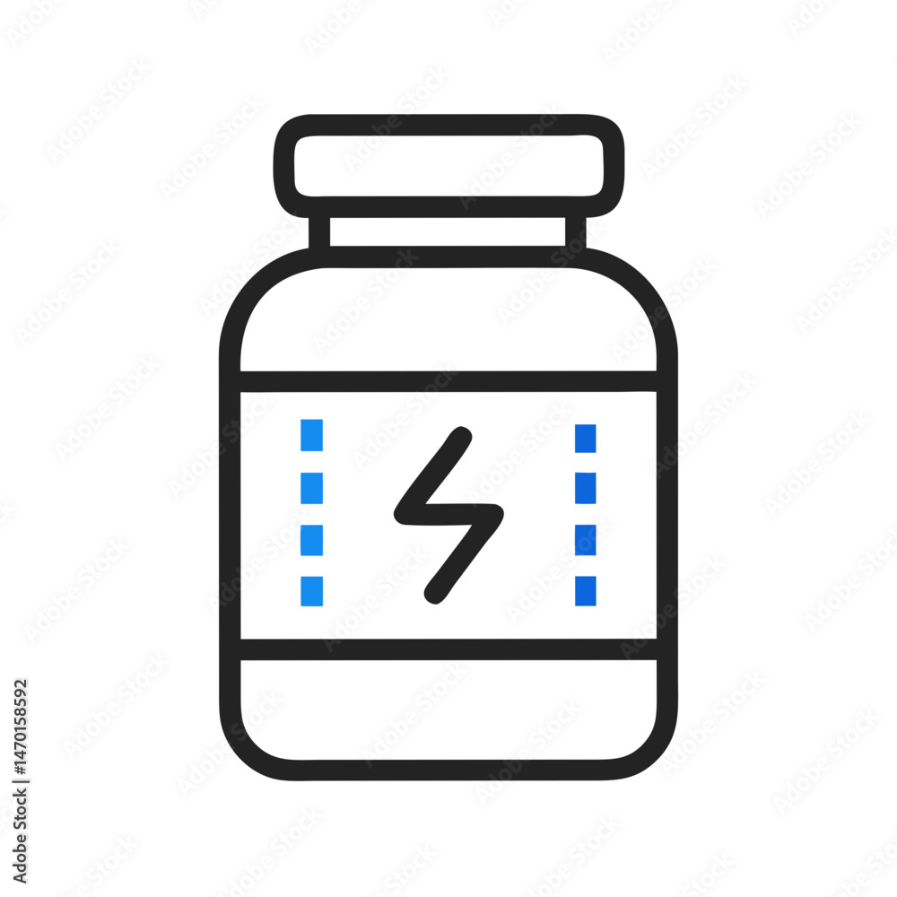 Obraz premium Energy Supplement Jar Icon – Pre-Workout and Fitness Boost Symbol Vector