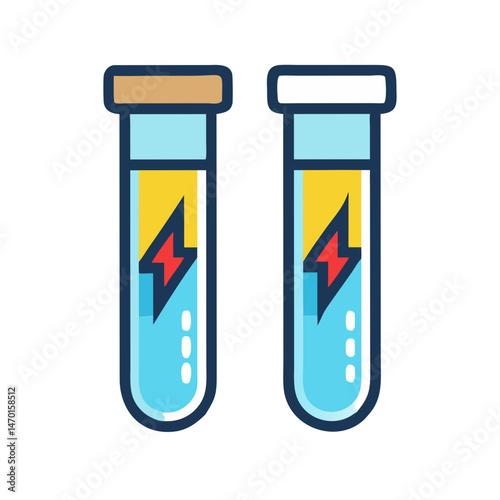 Energy Drink Test Tubes Icon – Sports Nutrition and Fitness Boost Symbol Vector