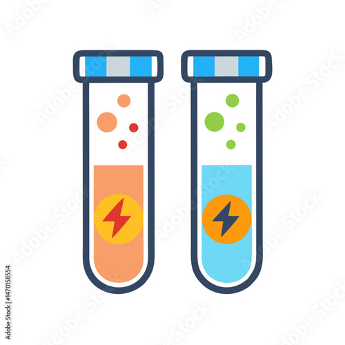 Energy Drink Test Tubes Icon – Sports Nutrition and Fitness Boost Symbol Vector
