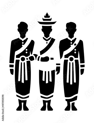 Black Thai Men Dress Logo Vector White Background