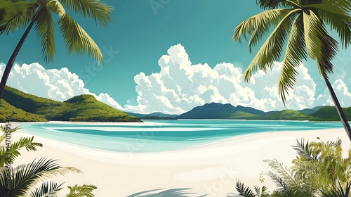Tropical Beach Paradise Landscape.