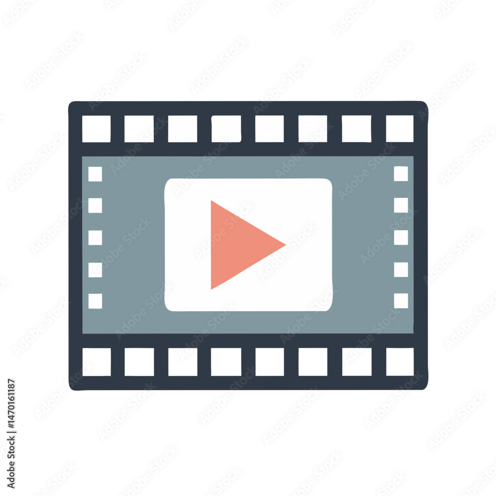 Film Strip with Play Icon – Video Content Media Symbol Vector Film Strip with Play Icon – Video Content Media Symbol Vector