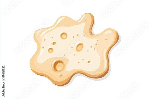 A pale-yellow, irregular,  gooey blob with holes