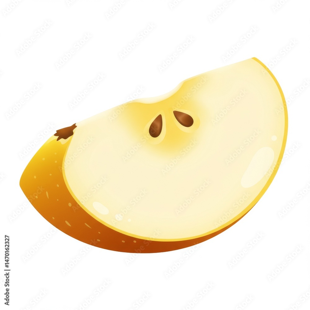 Fototapeta premium Yellow Pear Slice on White Background