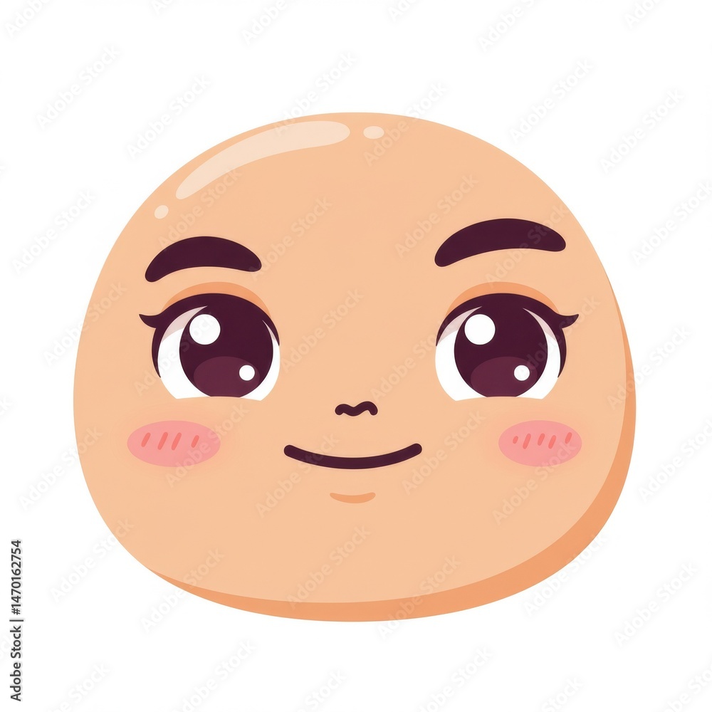 Fototapeta premium Cute Cartoon Face with Round Shape and Happy Expression