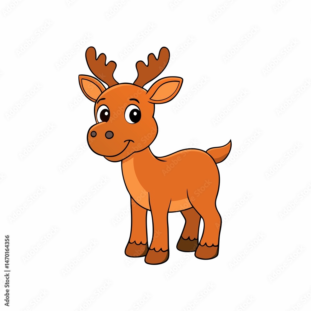 Obraz premium Cute cartoon reindeer vector illustration for christmas holiday and children projects