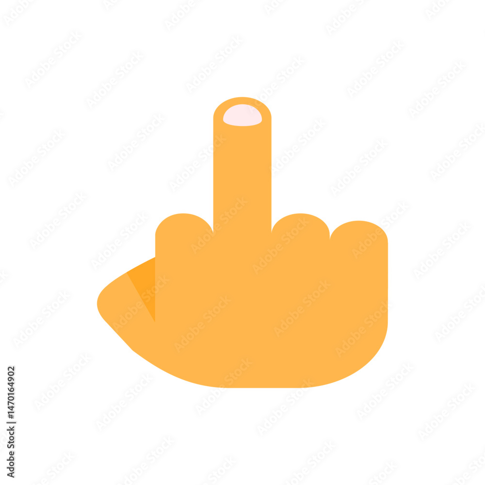 Illustration of a hand gesture with the middle finger extended on a white background in a flat design style Illustration of a hand gesture with the middle finger extended on a white background in a flat design style