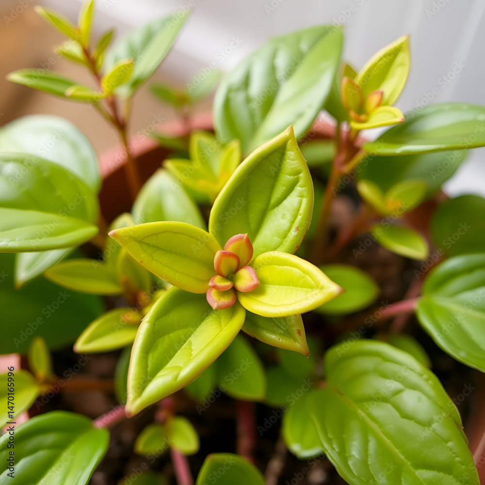 Obraz premium Closeup of Scindapsus Apolaki plant in pot, Scindapsus Apolaki, closeup, indoor plant, tropical, houseplant, green, leaves