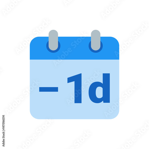 Blue calendar icon showing minus one day representing a countdown or time reduction of one day period