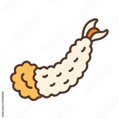 Fried Tempura Shrimp Icon – Japanese Cuisine, Seafood, and Snack Symbol