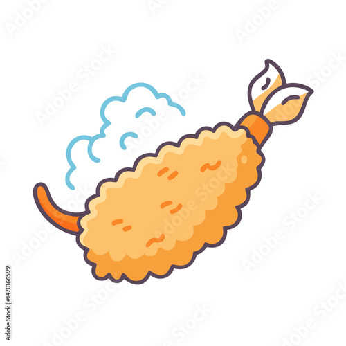 Fried Tempura Shrimp Icon – Japanese Cuisine, Seafood, and Snack Symbol