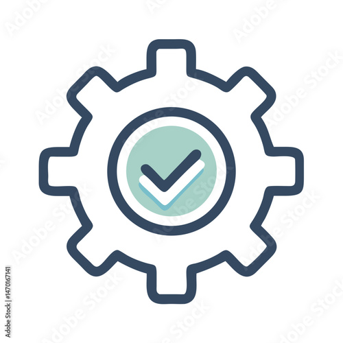 Gear with Checkmark Icon – System Optimization, Performance, and Efficiency Symbol