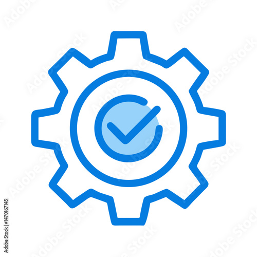 Gear with Checkmark Icon – System Optimization, Performance, and Efficiency Symbol