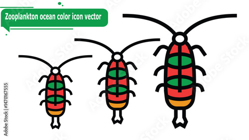  Zooplankton ocean color icon vector