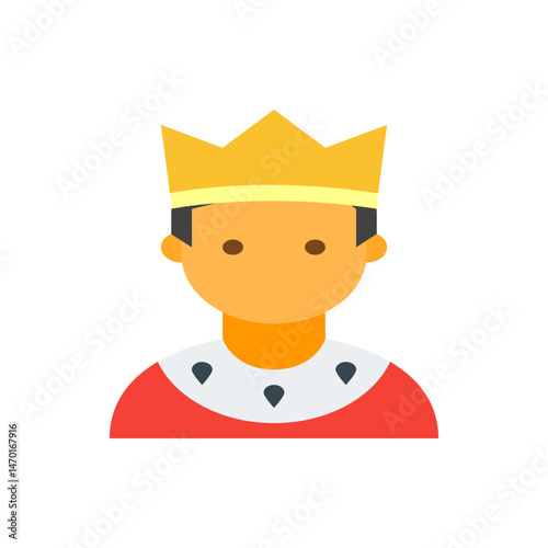 Illustration of a king with a golden crown, red robe, and white collar with dark teardrop designs