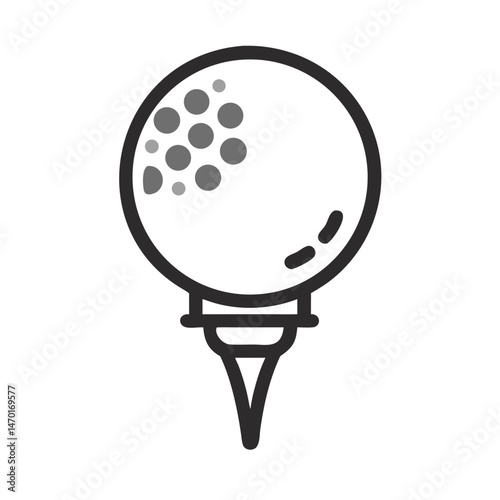 Golf Ball on Tee Icon – Golf, Sports, and Recreation Symbol