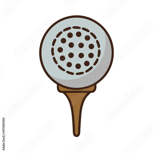 Golf Ball on Tee Icon – Golf, Sports, and Recreation Symbol