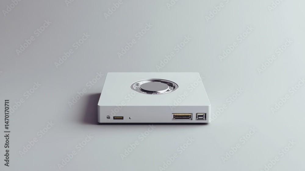 Fototapeta premium Modern, square, white device with circular element