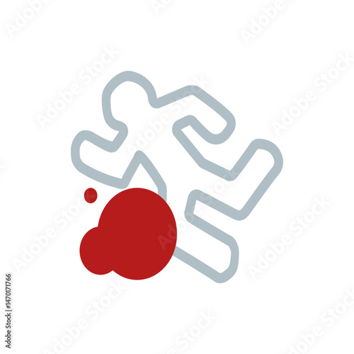 Outline of a human figure with red circles suggesting a crime scene or medical illustration concept art