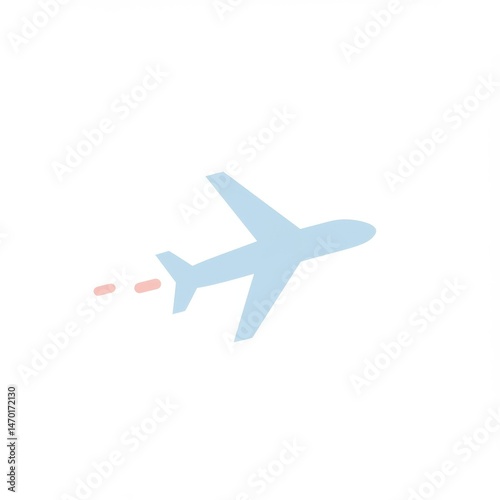 Light Blue Airplane Icon Pastel Minimalist Design