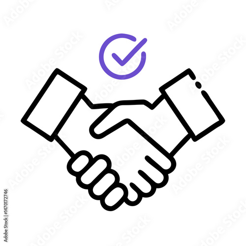 Handshake Icon Representing Wedding Agreement – Vector Partnership and Commitment Symbol