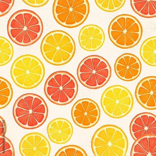 Seamless Citrus Slice Pattern — Oranges, Lemons, Grapefruits