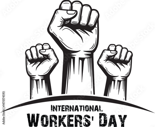 International Workers' Day Raised Fists Illustration