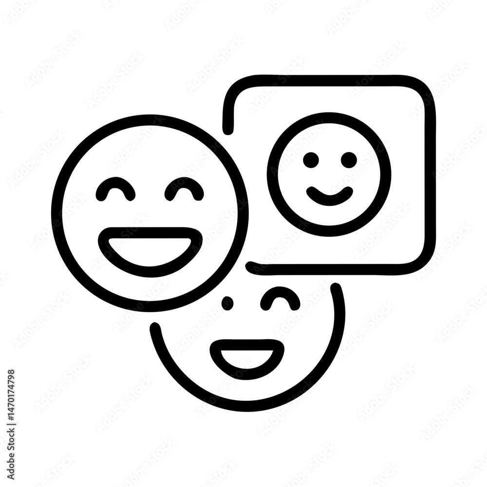 Fototapeta premium Happy Face Icon Representing Positive Feedback – Vector Emotion and Expression Symbol