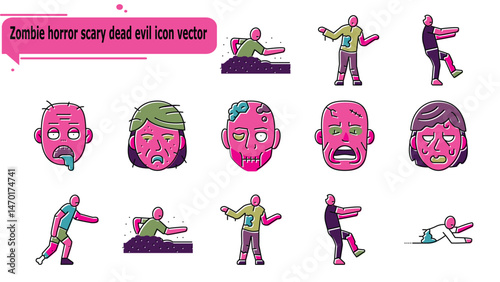  Zombie horror scary dead evil icon vector