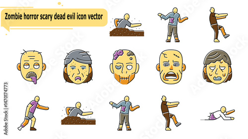  Zombie horror scary dead evil icon vector