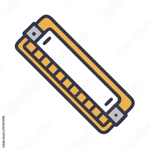 Harmonica Icon Representing Portable Wind Instrument – Vector Music and Sound Symbol