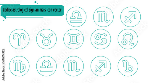  Zodiac astrological sign animals icon vector
