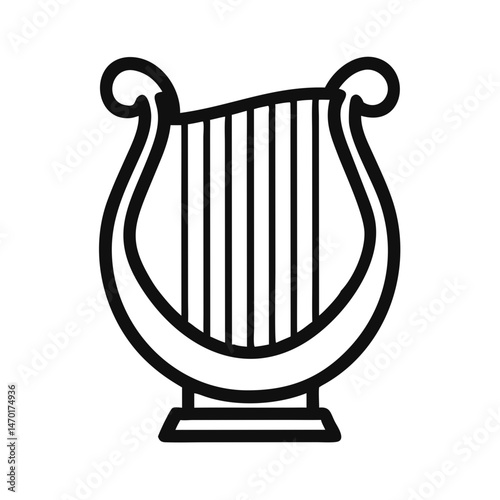 Harp Icon Representing Classical String Instrument – Vector Music and Sound Symbol