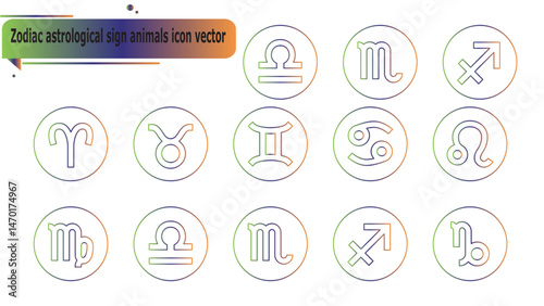  Zodiac astrological sign animals icon vector