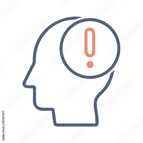 Head with Exclamation Mark Icon Representing Alert or Attention – Vector Notification and Awareness Symbol