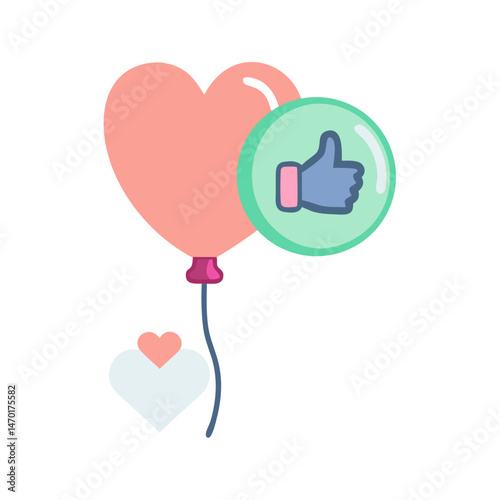 Heart Balloon Icon Representing Positive Feedback – Vector Appreciation and Support Symbol