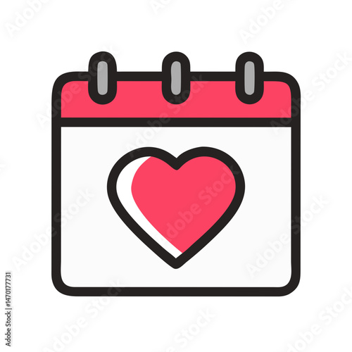 Heart Marked Calendar Icon Representing Wedding – Vector Love and Event Planning Symbol