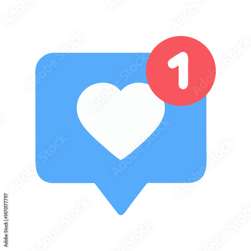 Heart Notification Icon Representing New Like – Vector Social Media and Interaction Symbol