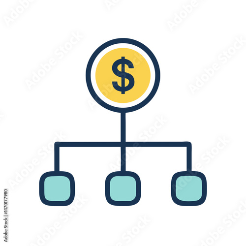 Hierarchy with Dollar Icon Representing Financial Structure – Vector Business and Investment Symbol