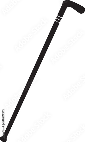 Walking Stick Silhouette Black Vector | Elderly Support Stick Clipart Vector