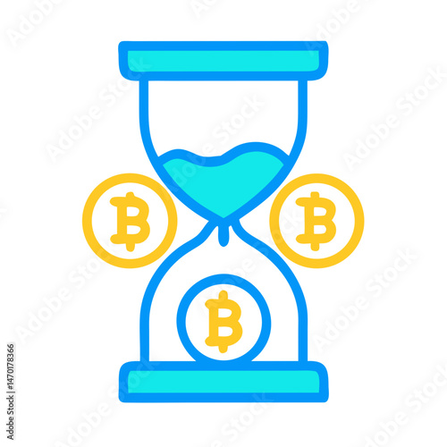 Hourglass with Bitcoin Representing Time Value – Vector Cryptocurrency and Finance Symbol
