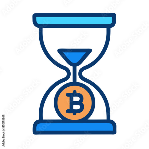 Hourglass with Bitcoin Representing Time Value – Vector Cryptocurrency and Finance Symbol