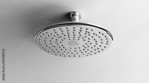 Modern chrome round shower head, mounted ceiling photo
