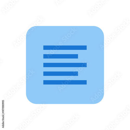Light blue rounded square containing horizontal blue lines representing a list or menu interface icon