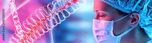 A medical professional observes the complex structure of a genetic sequence
