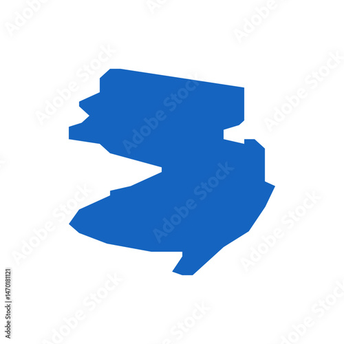A blue silhouette of the state of new jersey is displayed on a white background in a simple and clean style