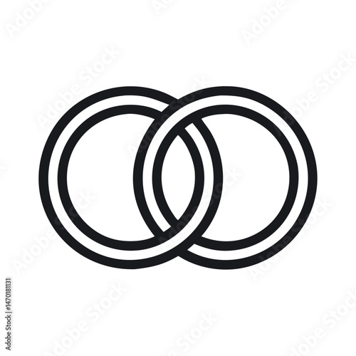 Interlocked Wedding Rings Icon Representing Marriage – Vector Love and Commitment Symbol